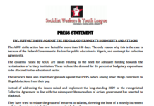 SWL Supports ASUU Against the Federal Government’s Dishonesty and Attacks